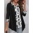 Plus Size Elegant Blouse, Women's Plus Colorblock Floral & Stripe Print Faux Twinset Long Sleeve Button Up Lapel Collar Asymmetric Hem Shirt Top