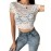 Women's lace bandage crop top, sexy crochet lace-up hollow short-sleeved top, can be worn on both sides