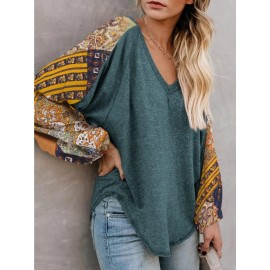 Women Long Sleeve Summer Bohemian Casual Loose Fit Shirt Hippie Western Dressy Blouses Boho Tops