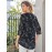Women's V Neck 3/4 Sleeve Shirts Zip Floral Casual Tunic Tops Double Layers Mesh Top Blouse Work Casual