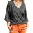Women's Three Quarter Sleeve T-Shirt Summer V Neck Top Vintage Cotton Basic T-Shirt