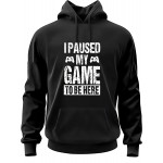 Plus Size Mens Relaxed Fit Graphic Print Hooded Sweatshirt - Soft Polyester, Non-Stretch, Hand Washable, Regular Fit, Knit Fabric - Humorous I Paused My Game Design for Spring and Fall