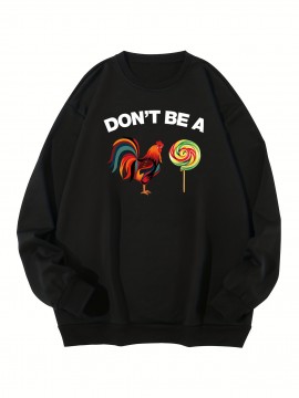 Plus Size Men's Stylish Loose Lollipop Pattern Sweatshirt, Casual Breathable Crew Neck Long Sleeve Top For City Walk Street Hanging Outdoor Activities, Men's Clothing