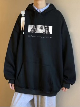Plus Size Mens Graphic Hoodie - Soft Fleece, Long Sleeve, Winter Warmth, Big and Tall Fit, Relaxed Style, Casual Wear, Graphic Printed Design - Ideal for Outdoor Activities