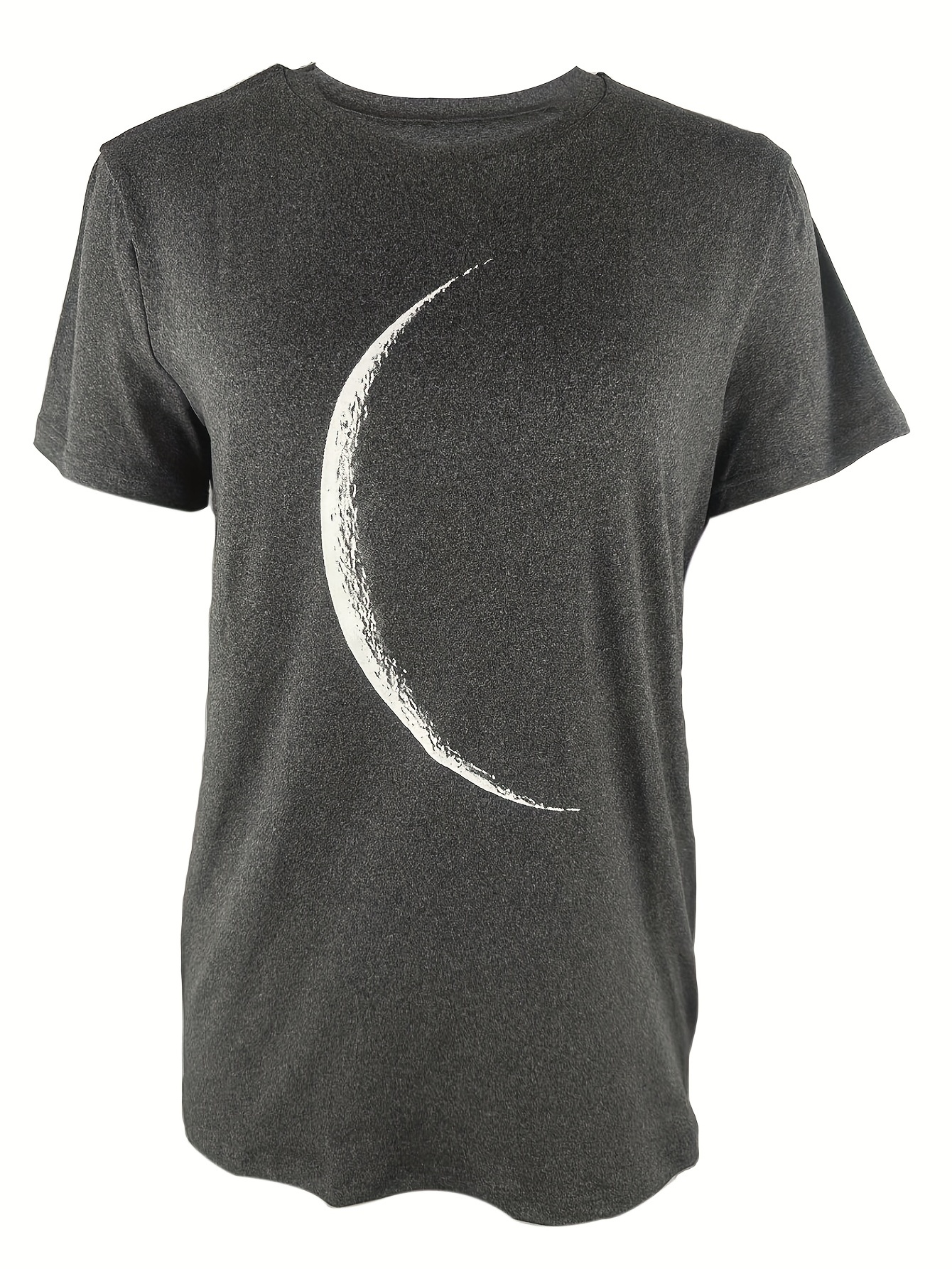 moon print crew neck t shirt casual short sleeve t shirt for spring summer womens clothing details 4