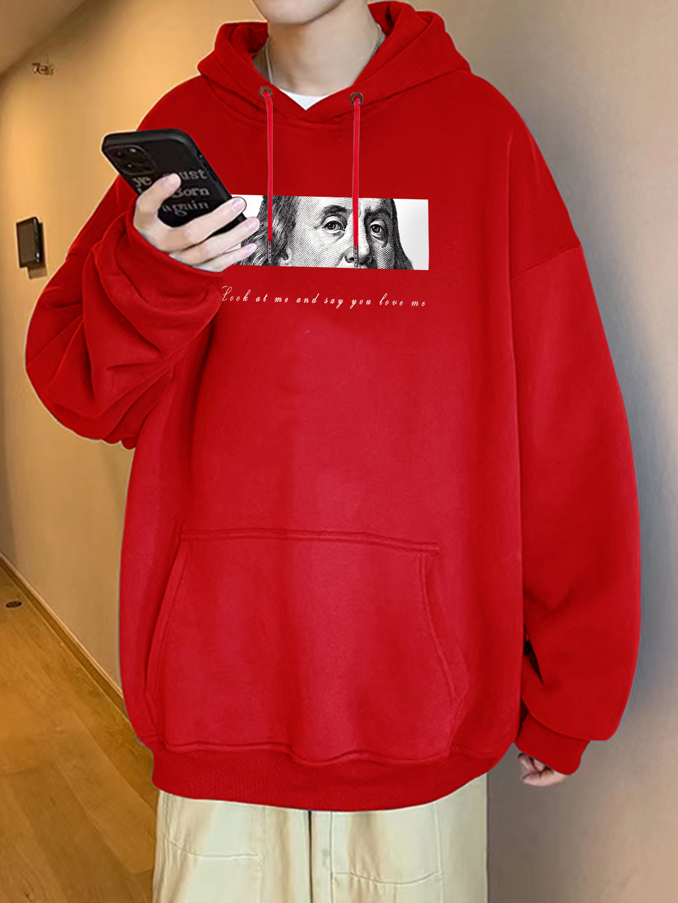 mens plus size hoodie graphic printed long sleeve winter fleece hooded sweatshirt for big and tall guys details 3